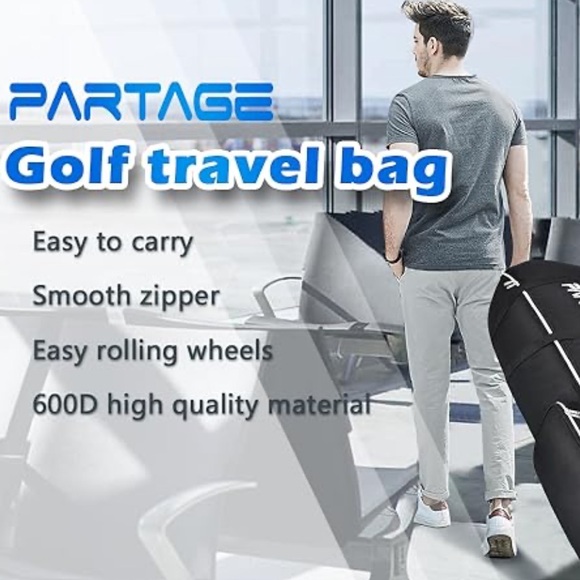 NEW! Partage Golf Travel Bag with Wheels Golf Travel Case for Airlines Black - Picture 7 of 12